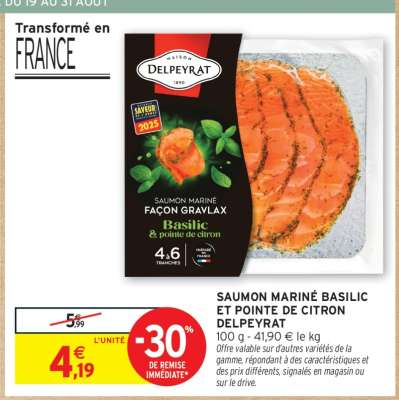 Saumon Mariné Basilic et Pointe de Citron Delpeyrat