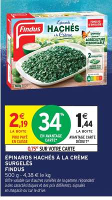 ÉPINARDS HACHÉS À LA CRÈME SURGELÉS