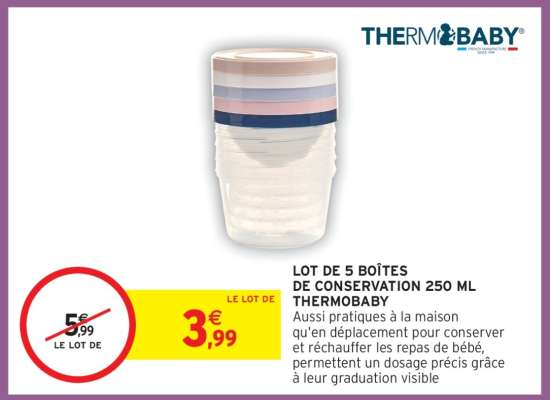LOT DE 5 BOÎTES DE CONSERVATION 250 ML THERMOBABY