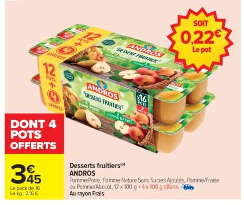 Desserts fruitiers ANDROS